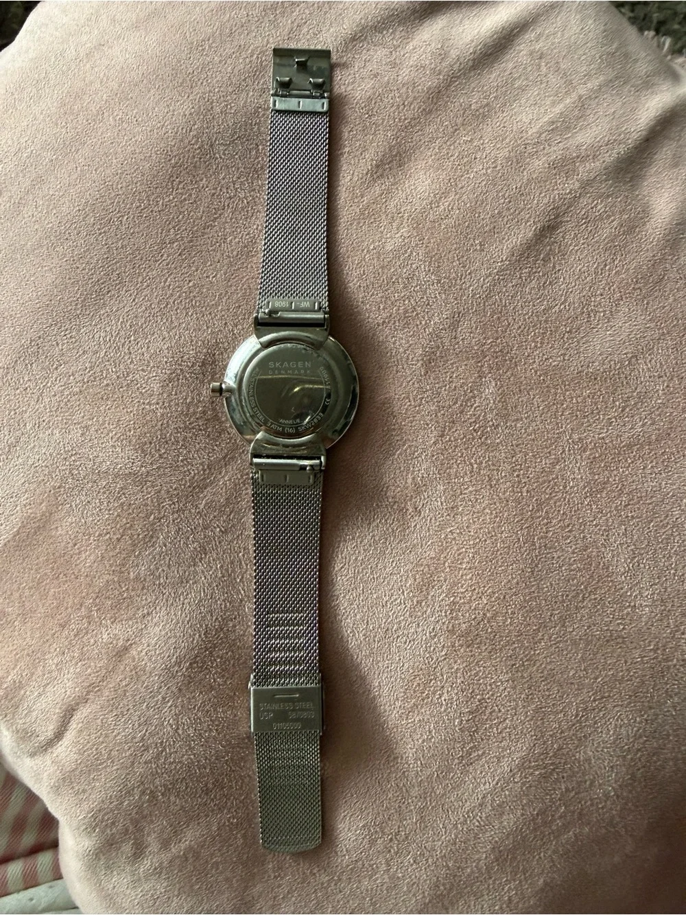 Skagen Silver Mesh Watch with Iridescent Blue Dial